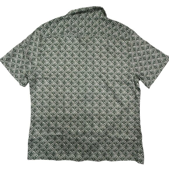 REISS Tintipan Camp Shirt Men XL Geometric Green Resortwear Vacation Regular Fit - Picture 3 of 10